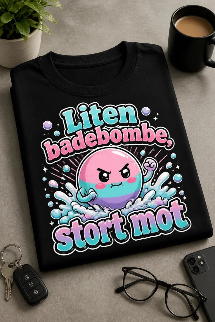 T-skjorte med badebombe – Liten badebombe, stort mot