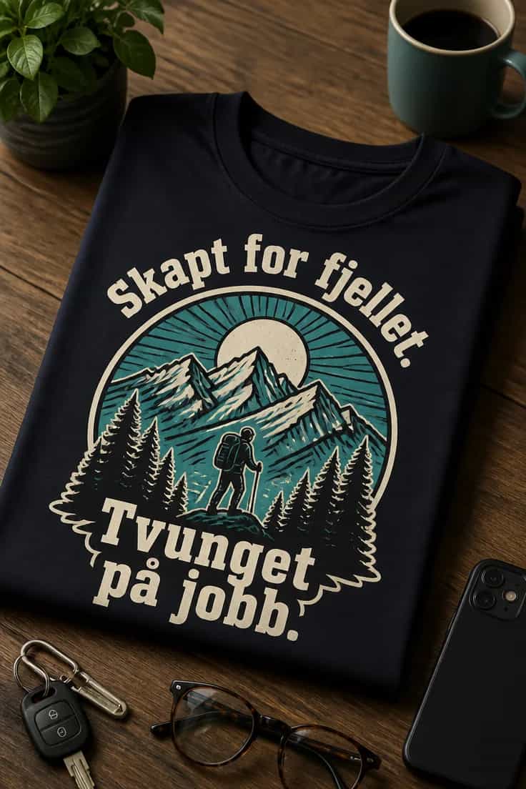 Tur-T-skjorte – Skapt for fjellet. Tvunget på jobb.