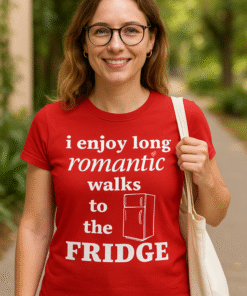 I enjoy long romantic walks to the FRIDGE - T-skjorte