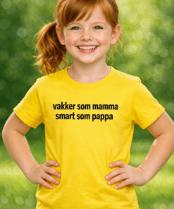 Morsom barne-T-skjorte – Vakker som mamma, smart som pappa