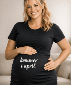 Gravid-t-skjorte «Kommer i april»