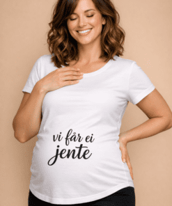 Gravid-t-skjorte: Vi får ei jente