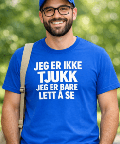 Morsom t-skjorte: Jeg er ikke tjukk, jeg er bare lett å se