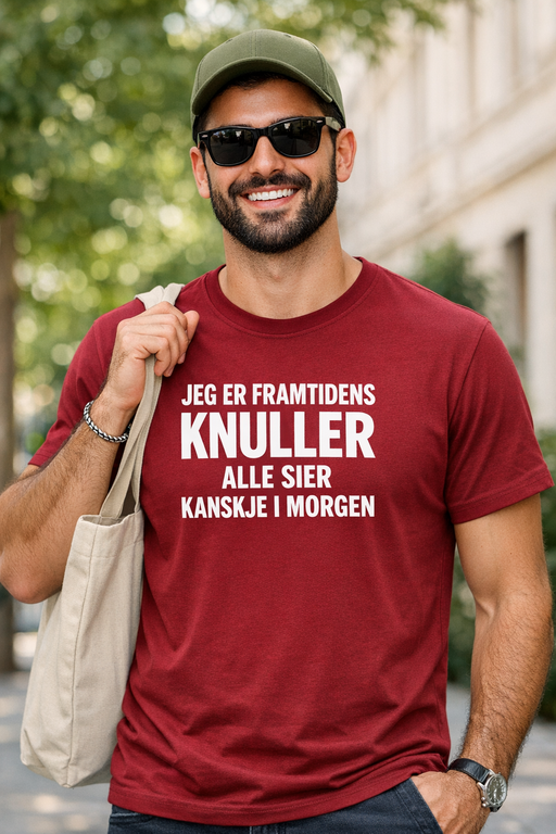 Morsom t-skjorte: Jeg er framtidens knulle, alle sier «kanskje i morgen»