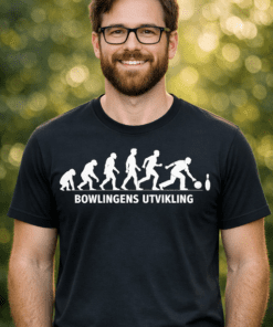 Morsom t-skjorte: Bowlingens utvikling