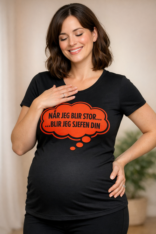 Gravid-t-skjorte «Når jeg blir stor blir jeg sjefen din»