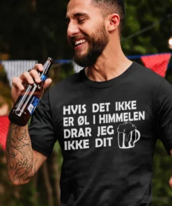 Morsom t-skjorte Øl i himmelen som gave til bursdag for ølelsker