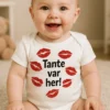 Baby-body Tante var her med teksten Tante var her! på trykket