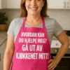 Forkle Ut av kjøkkenet mitt med morsomt kjøkkendesign og teksten HVORDAN KAN DU HJELPE MEG? GÅ UT AV KJØKKENET MITT!