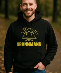 Genser Brannmann med hjelm med motiv for brannmann og teksten BRANNMANN