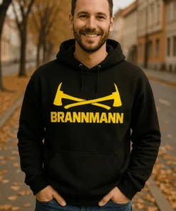 Genser Brannmann med økser med motiv for brannmann og teksten BRANNMANN