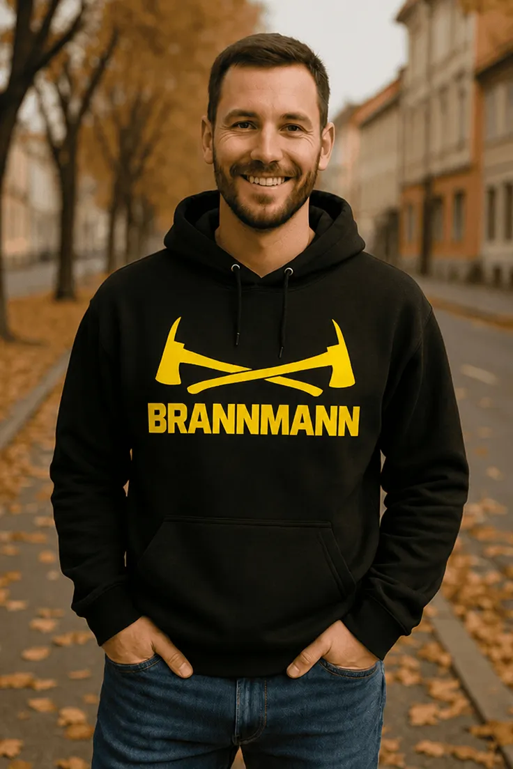 Genser Brannmann med økser med motiv for brannmann og teksten BRANNMANN