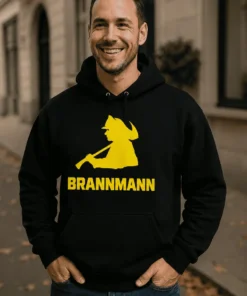 Genser brannmann silhuett med teksten BRANNMANN på trykket