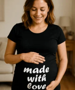 Gravid t-skjorte Laget med kjærlighet med teksten made with love