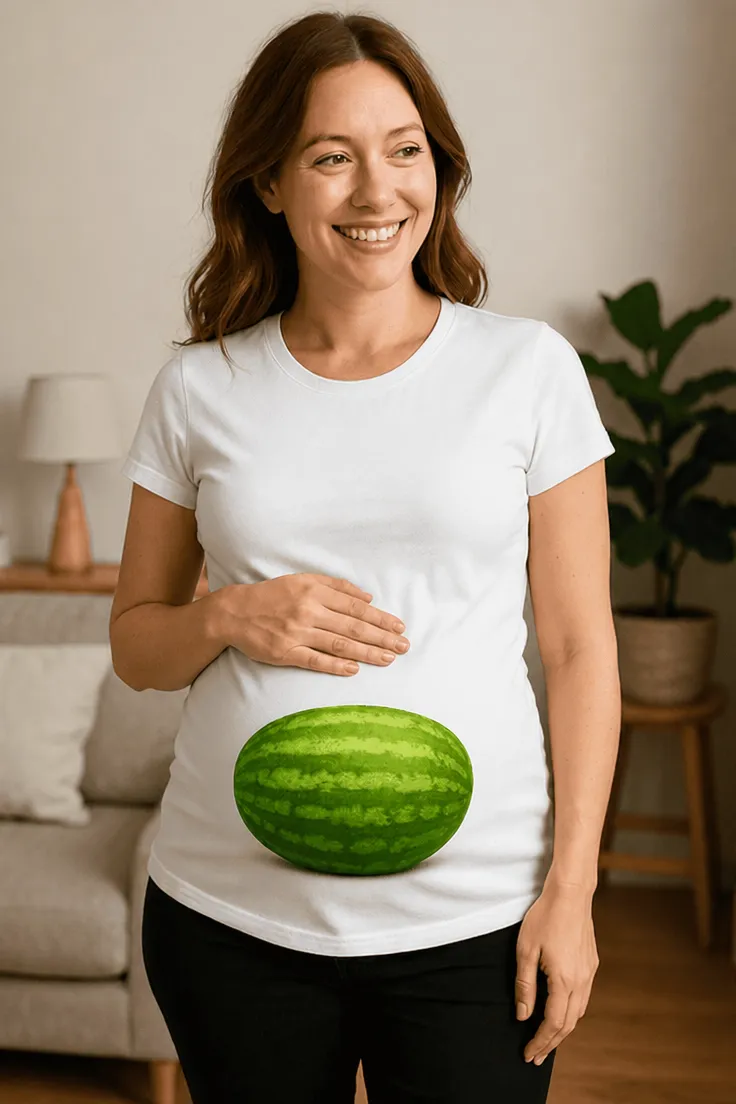 Gravid t-skjorte Vannmelon med morsomt design for graviditet og gave