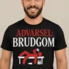 Morsom t-skjorte Advarsel brudgom med teksten ADVARSEL: BRUDGOM