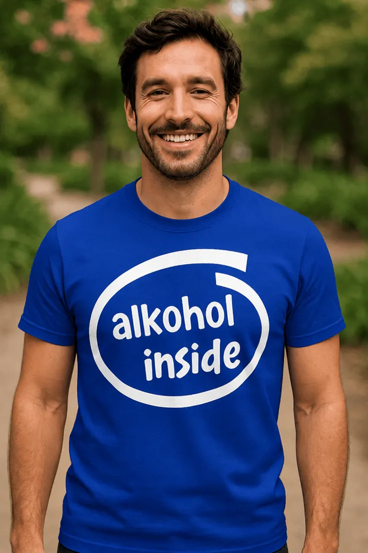 Morsom t-skjorte Alkohol inside med teksten alkohol inside