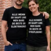 Morsom t-skjorte Alle er skapt like med humoristisk yrkestema for elektriker og sykepleier
