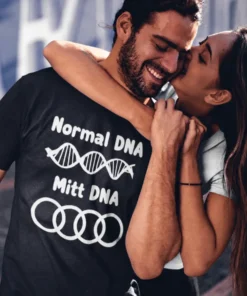 Morsom t-skjorte Audi DNA med teksten Normal DNA Mitt DNA