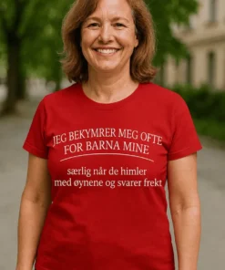Morsom t-skjorte Bekymret for barna med humoristisk tekst for foreldre