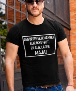 Morsom t-skjorte Beste ektemann med navn som gave til ektemann med personlig navnedesign
