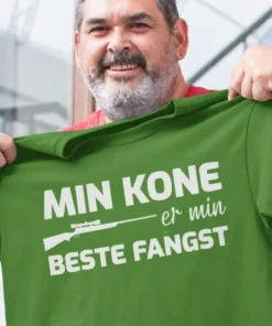 Morsom t-skjorte Beste fangst med teksten MIN KONE er min BESTE FANGST