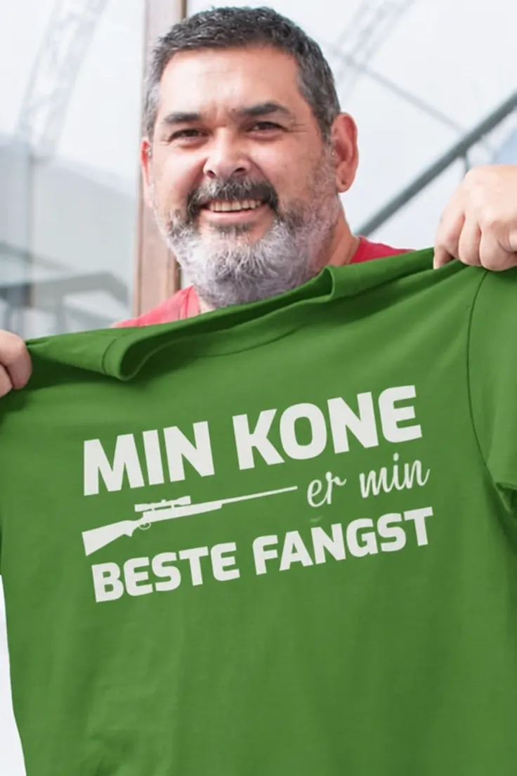 Morsom t-skjorte Beste fangst med teksten MIN KONE er min BESTE FANGST