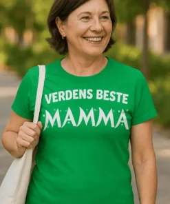 Morsom t-skjorte Beste mamma i verden med teksten VERDENS BESTE MAMMA