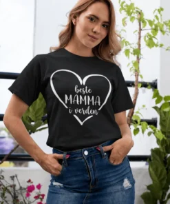 Morsom t-skjorte Beste mamma i verden med trykket beste MAMMA i verden