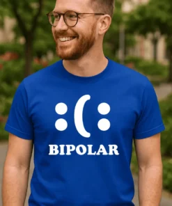 Morsom t-skjorte Bipolar med trykket BIPOLAR på fronten