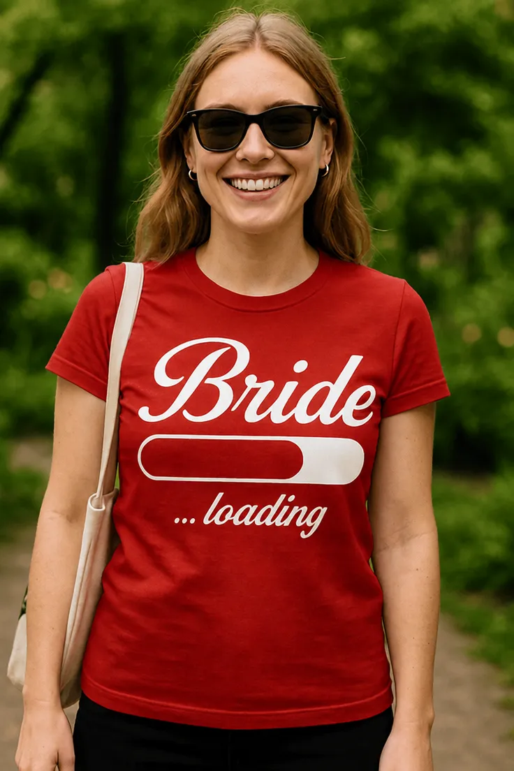 Morsom t-skjorte Bride loading med teksten Bride ...loading på fronten