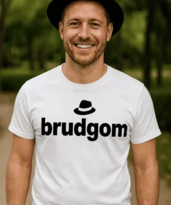 Morsom t-skjorte Brudgom med hatt med trykket brudgom