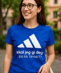 Morsom t-skjorte En på trynet med teksten skal jeg gi deg EN PÅ TRYNET?