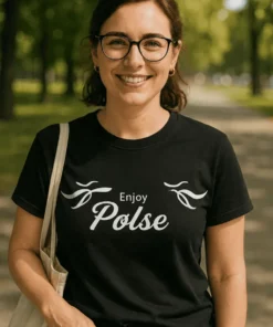 Morsom t-skjorte Enjoy pølse med teksten Enjoy Pølse