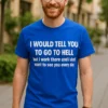 Morsom t-skjorte Jobber i helvete med humoristisk print for gave og kontorhumor