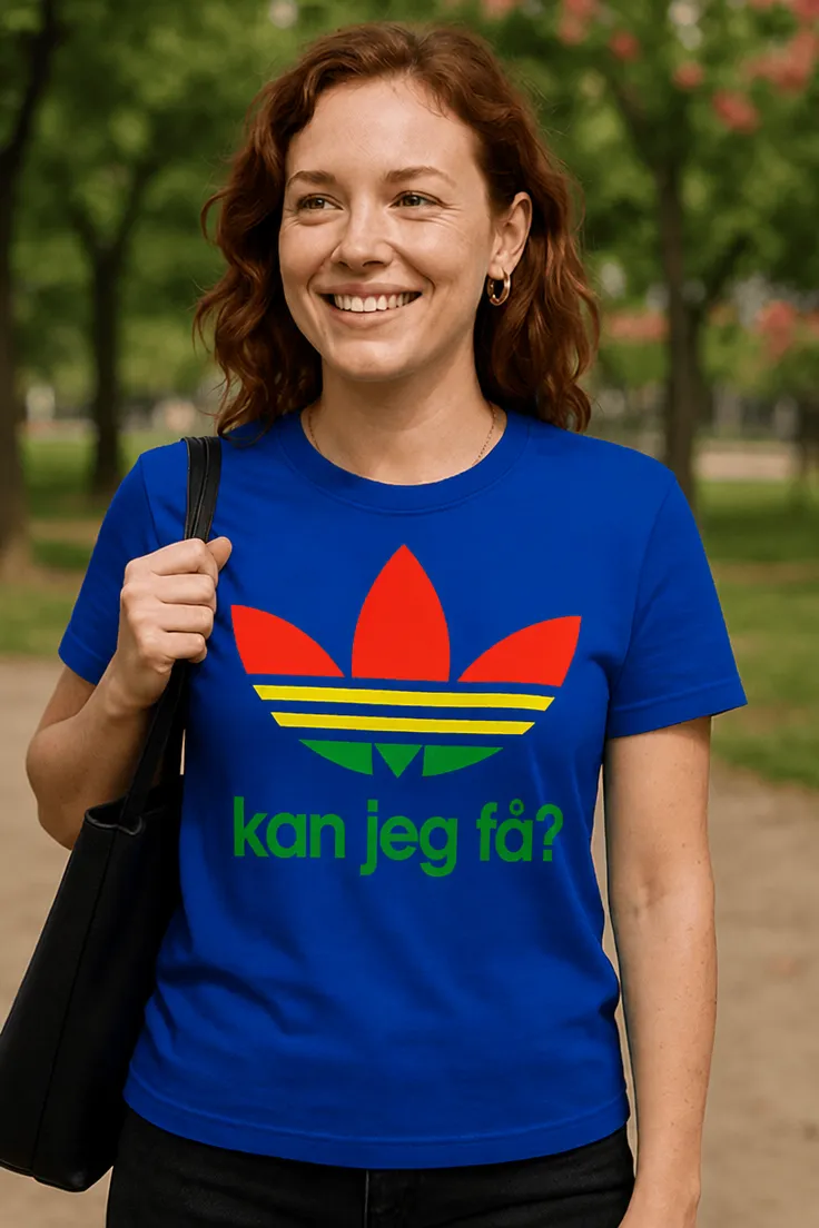 Morsom t-skjorte Kan jeg få rasta med teksten kan jeg få? på trykket