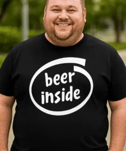 Morsom t-skjorte Øl inni med trykket beer inside på myk bomulls t-skjorte