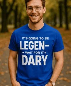 Morsom t-skjorte Legendary vent på det med humoristisk design for gave og fest