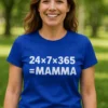 Morsom t-skjorte Mamma hele året med trykket 24x7x365 =MAMMA