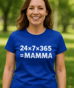 Morsom t-skjorte Mamma hele året med trykket 24x7x365 =MAMMA