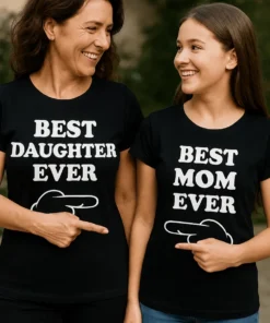 Morsom t-skjorte Mor og datter sett med teksten BEST DAUGHTER EVER BEST MOM EVER 瓜