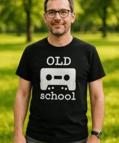 Morsom t-skjorte Old school som gave til bursdag for nostalgiker med humor