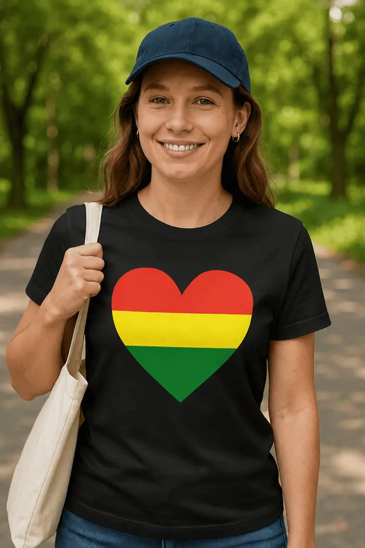 Morsom t-skjorte Rasta hjerte med fargerikt hjerte-design