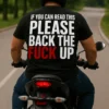 Morsom t-skjorte Rygg unna med teksten IF YOU CAN READ THIS PLEASE BACK THE FUCK UP