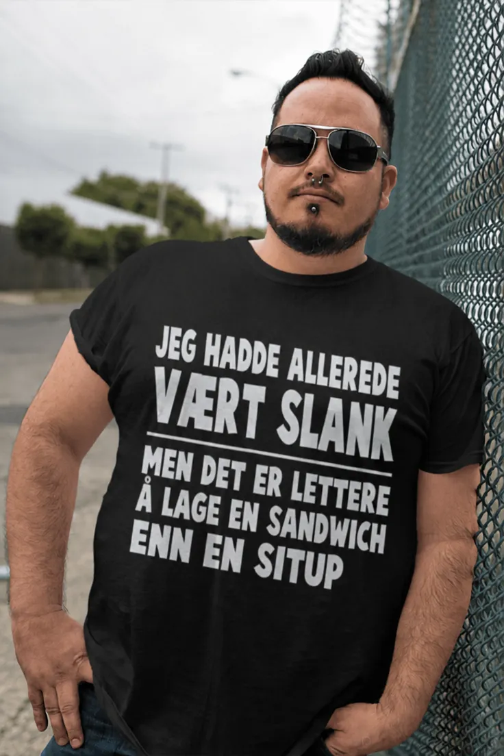 Morsom t-skjorte Slank med sandwich med humoristisk design for gave og hverdagsbruk