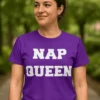 Morsom t-skjorte Sovedronning med teksten NAP QUEEN