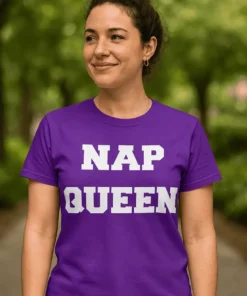 Morsom t-skjorte Sovedronning med teksten NAP QUEEN