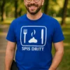 Morsom t-skjorte Spis dritt med teksten SPIS DRITT på fronten