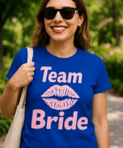 Morsom t-skjorte Team bride med trykket Team Bride