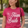 Morsom t-skjorte Team bride med glass med teksten Team Bride